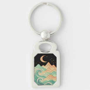 Cosmic Waves and Mountains Key Ring
