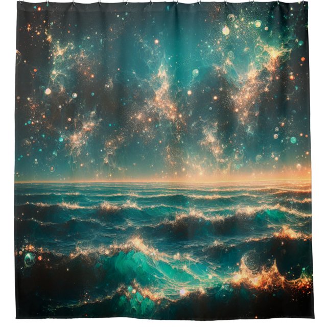 “Cosmic Waves: Ocean’s Infinity” Shower Curtain (Front)