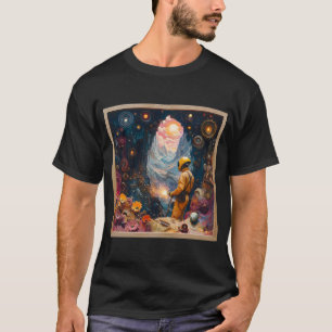 Cosmic Welder in Floral Dreamscape - Welding art T-Shirt