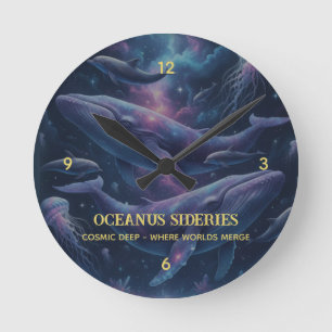 Cosmic Whale Galaxy Ocean Round Clock