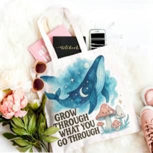 Cosmic Whale & Mushrooms Tote Bag