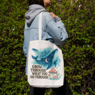 Cosmic Whale & Mushrooms Tote Bag