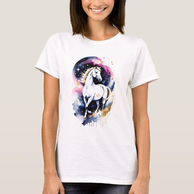 Cosmic White Horse T-Shirt (Front)