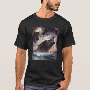 Cosmic Wolf Howling At Moon In Space Beach Wolves T-Shirt