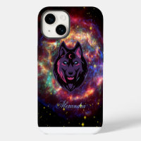 Cosmic Wolf, Purple Graphic Art, Galaxy Background