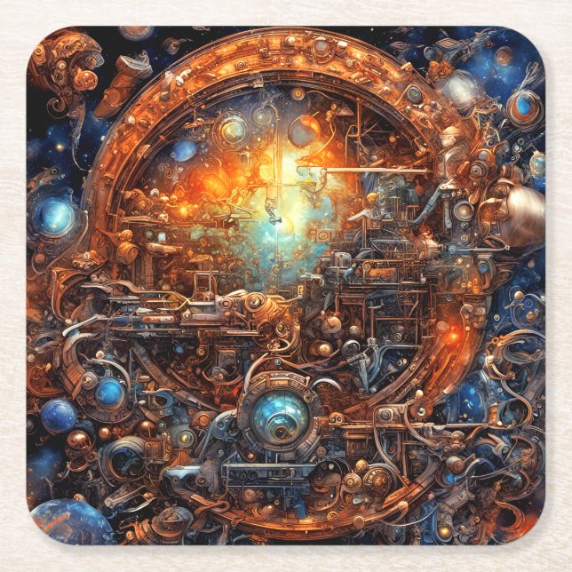 Cosmic Wonder Square Paper Coaster (Front)