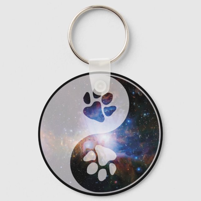 Cosmic Yin Yang Paw Keychain (Front)