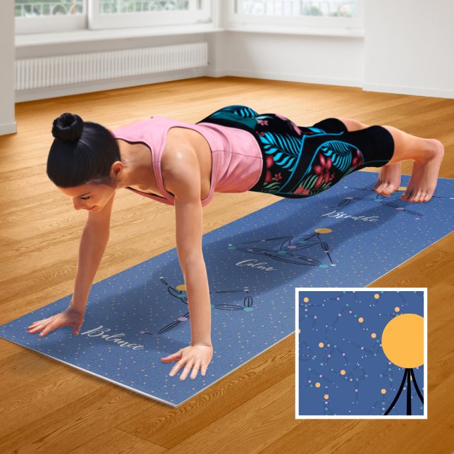 Cosmic Yoga Poses and Phrases Blue Yoga Mat (Creator Uploaded)