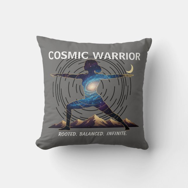 Cosmic Yoga Warrior | Galaxy Body Pose Cushion (Front)