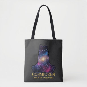 Cosmic Zen Wolf Meditating Galaxy Spirit Animal Tote Bag