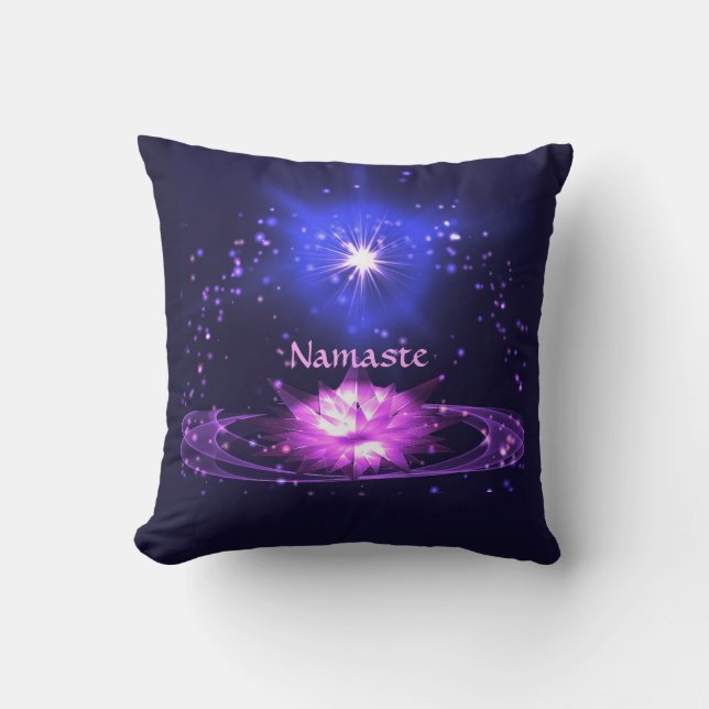 Cosmic Zen Yoga Namaste Crystal Lotus Flower Cushion (Front)