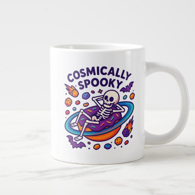 Cosmically Spooky Design Space Skeleton Halloween Large Coffee Mug (Right)