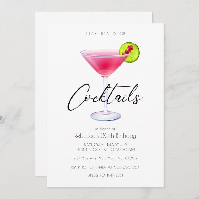 Cosmo Cocktail Party Invitations (Front/Back)