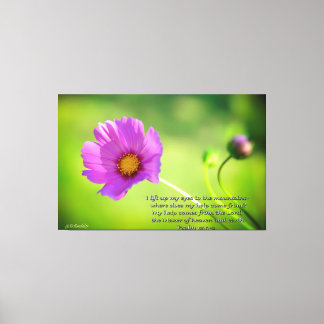 Cosmo flower with Bible Verse Psalms 121:1-2 Canvas Print