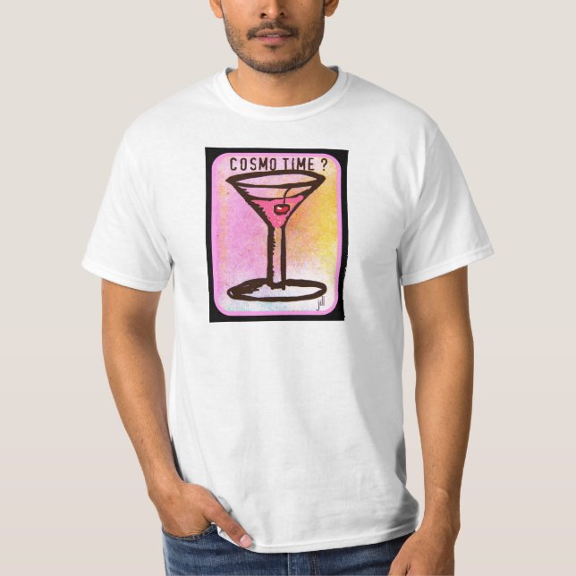 COSMO TIME PINK MARTINI PRINT T-Shirt (Front)