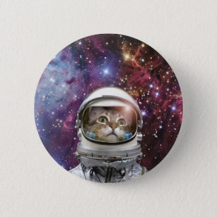 Cosmonaut cat 6 cm round badge