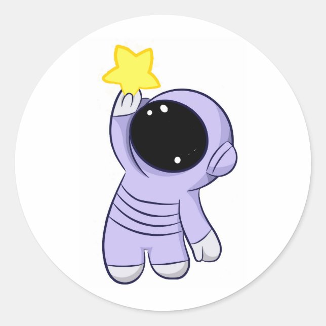 Cosmonaut with the star classic round sticker (Front)