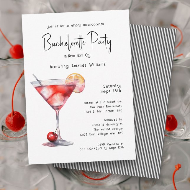 Cosmopolitan Bachelorette Party in the City Invitation (Plan a New York City Bachelorette Party for a memorable sendoff for the Bride-to-Be and her besties.)