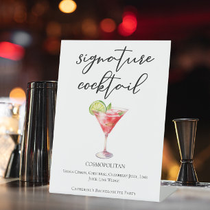 Cosmopolitan Bachelorette Party Signature Cocktail Pedestal Sign
