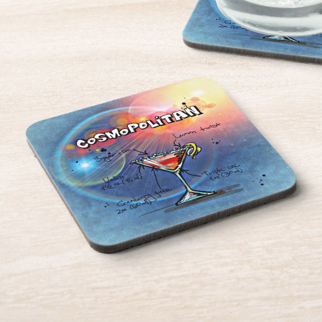 Cosmopolitan Cocktail (#2 of 12 Drink Recipe Sets) Coaster (Left Side)
