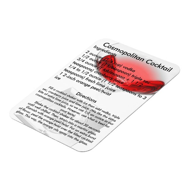 Cosmopolitan Cocktail Drink Recipe Magnet (Left Side)