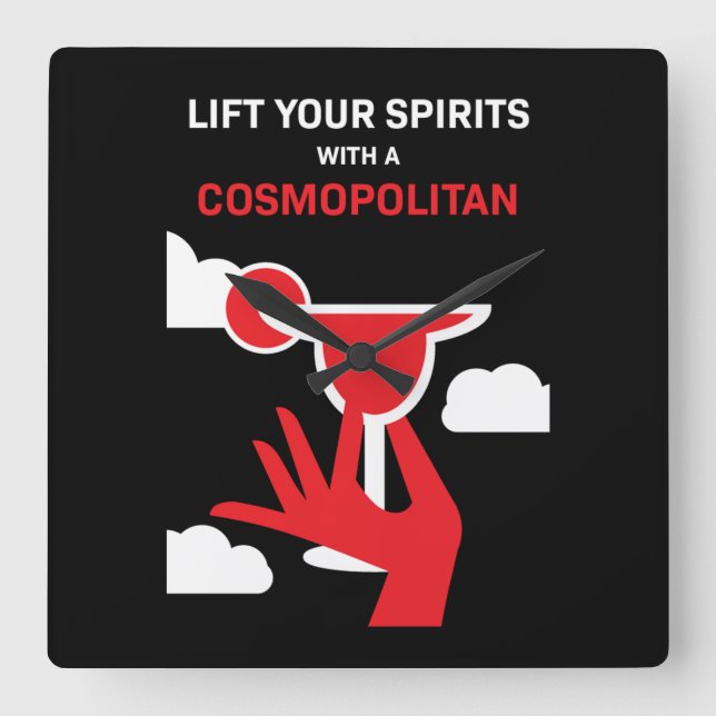 Cosmopolitan Cocktail Drink Square Wall Clock (Front)