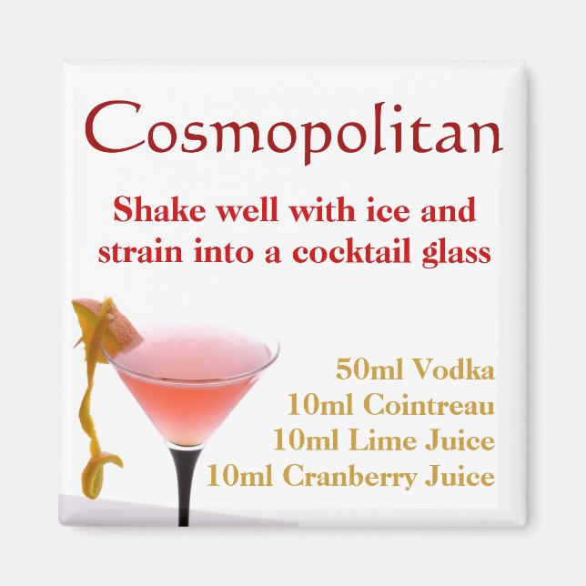 Cosmopolitan Cocktail Recipe Magnet (Front)