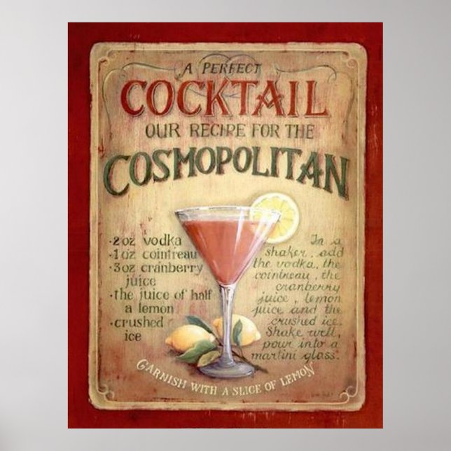 cosmopolitan cocktail recipe poster (Front)