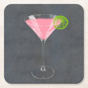 Cosmopolitan Cocktail Square Paper Coaster