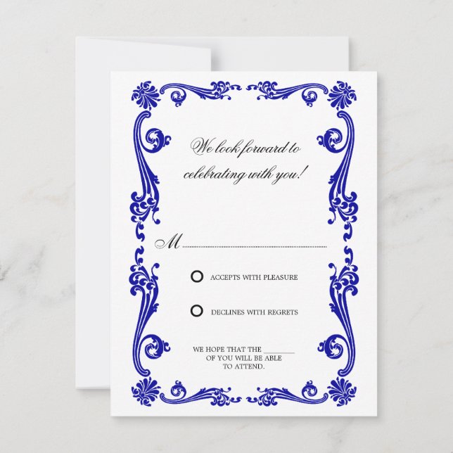 Cosmopolitan Flourish and Swirls RSVP Invitation (Back)