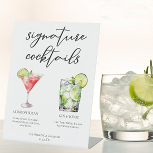 Cosmopolitan Gin & Tonic Signature Cocktails Menu Pedestal Sign