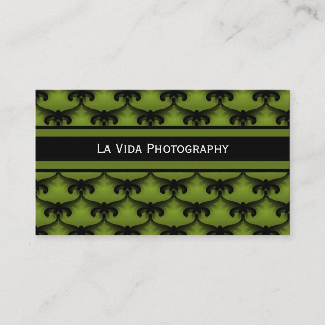 Cosmopolitan Glam Business Card, Olive Green Business Card (Front)