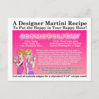 Cosmopolitan Martini Recipe Postcard