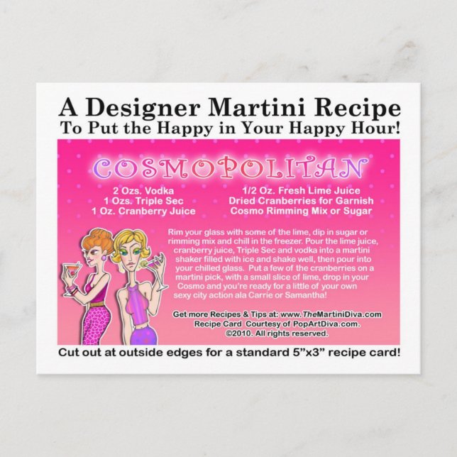Cosmopolitan Martini Recipe Postcard (Front)