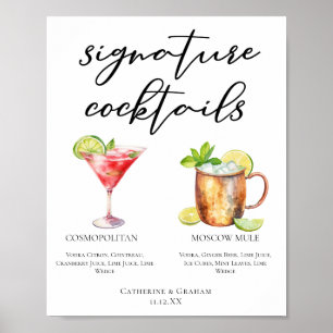 Cosmopolitan Moscow Mule Signature Cocktails Menu Poster