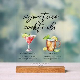 Cosmopolitan Moscow Mule Upscale Wedding Cocktails Acrylic Sign