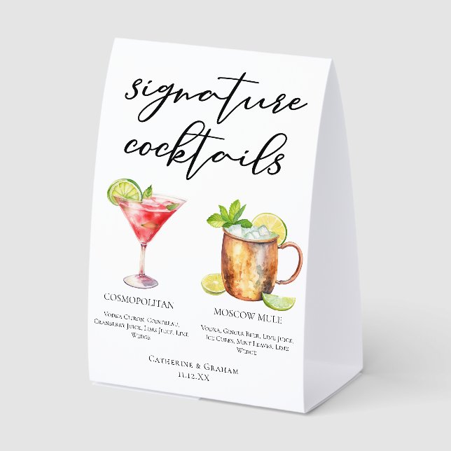 Cosmopolitan Moscow Mule Wedding Cocktails Menu (Front)