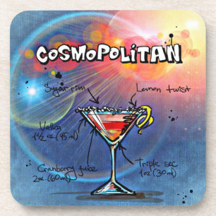 Cosmopolitan Recipe Bar Blue Coaster