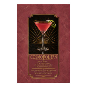 Cosmopolitan Recipe Poster Bar Art