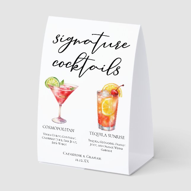 Cosmopolitan Tequila Sunrise Cocktails Menu (Front)