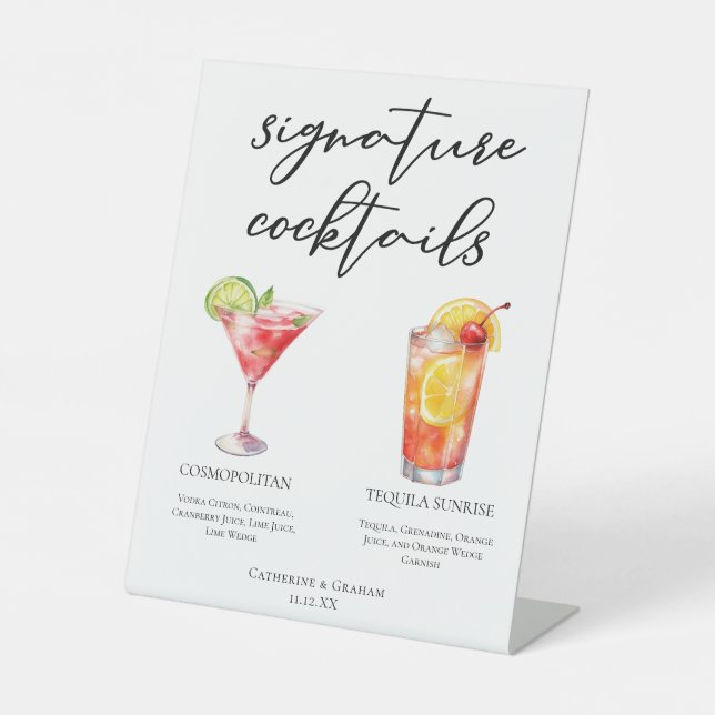 Cosmopolitan Tequila Sunrise Cocktails Menu Pedestal Sign (Front)