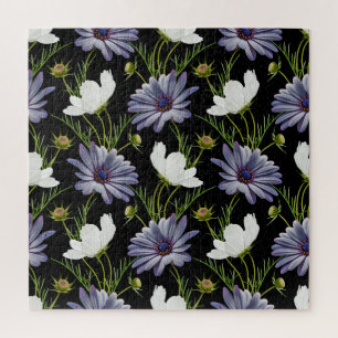 Cosmos Daisy Floral Seamless Collage Jigsaw Puzzle