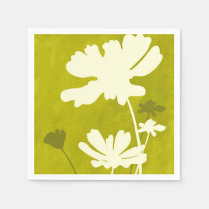 Cosmos Floral Silhouette Lime Green Summer Home  Napkin