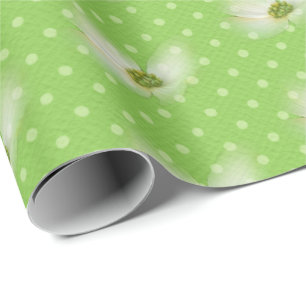 Cosmos flower on polka dots wrapping paper