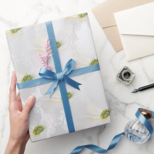 Cosmos flower on White Wedding Elegance  Wrapping Paper