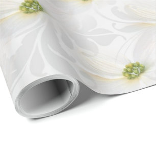 Cosmos flower on White Wedding Elegance   Wrapping Paper