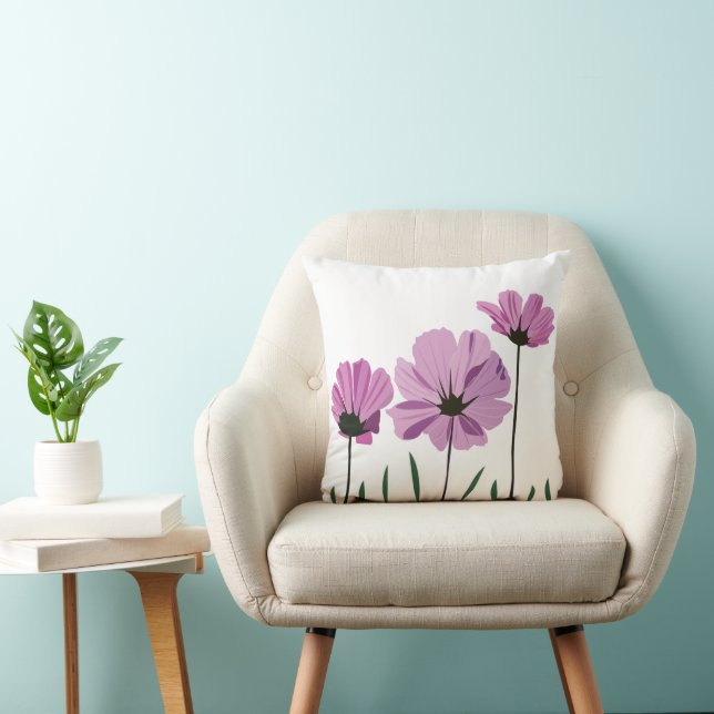 Cosmos Flower Purple Flower Pink Flower  Cushion (Chair)