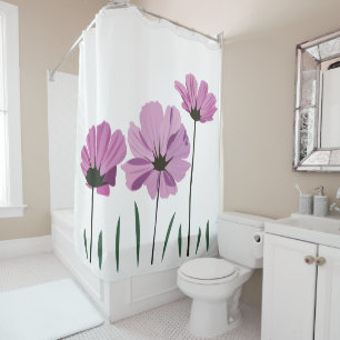 Cosmos Flower Purple Flower Pink Flower    Shower Curtain