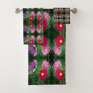 Cosmos Flower Trio Abstract Bath Towel Set