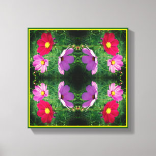 Cosmos Flower Trio Abstract Canvas Print